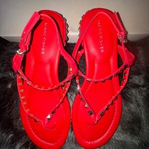 Marc Fisher Bold Red Studded Sandals